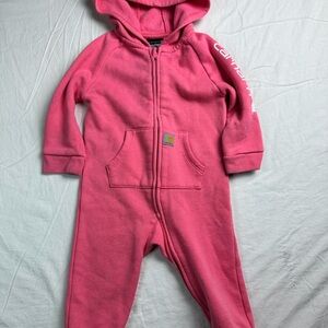 ✨ Carhartt Baby Pink Hooded Zip-Up One Piece Coverall 9M ✨